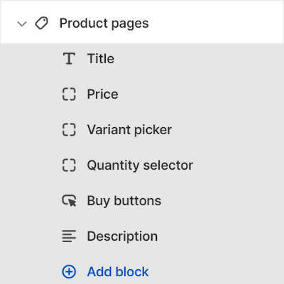 The Product pages section selected in Theme editor.