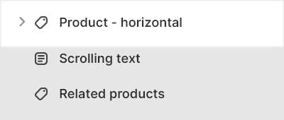 The Product - horizontal section selected in Theme editor.