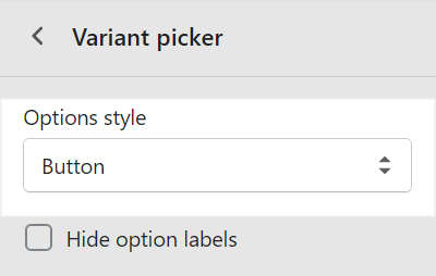 The Options style dropdown in Theme settings