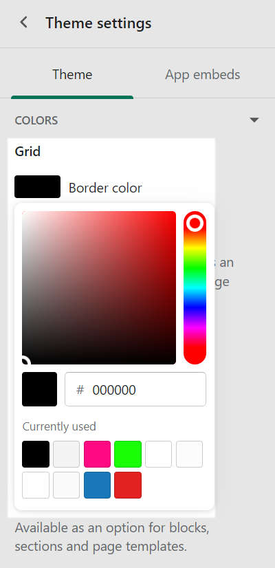 Grid border color picker
