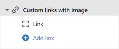 A link block inside a custom links with image section in theme editor