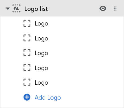 The add Logo block menu in Theme editor.