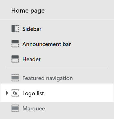 The Logo list section selected in the Theme editor side menu.