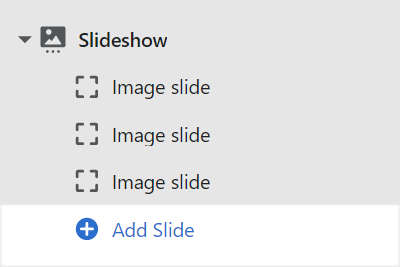 The add image slide block option for a slideshow section in Theme editor