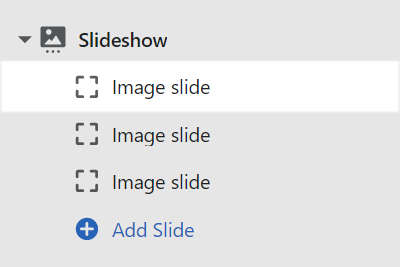 A selected image slide block option inside a slideshow section in Theme editor