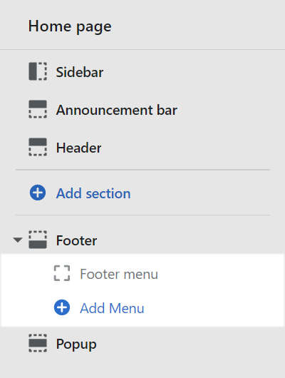 The footer block settings in theme editor