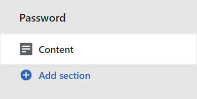 The password - content section menu in theme editor.