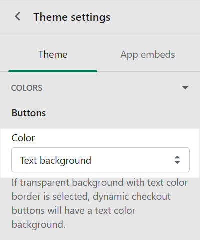 The button color dropdown in Theme Settings color menu section