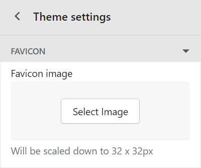 The favicon settings in theme settings