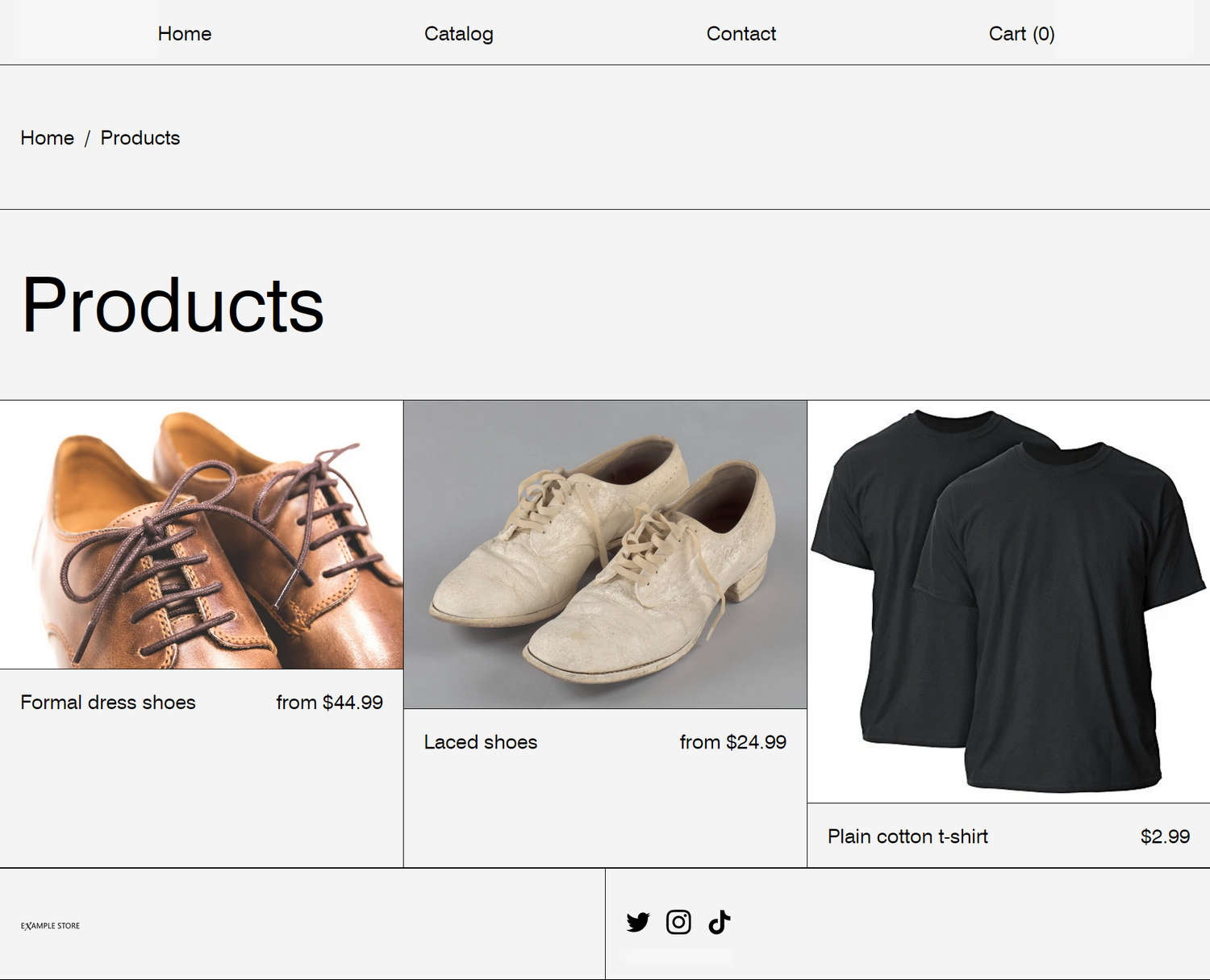 An example collection using Baseline's product grid