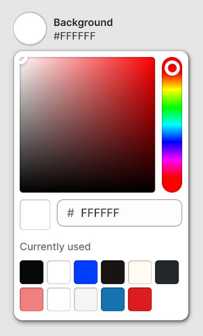 A color picker GUI element in Theme settings.