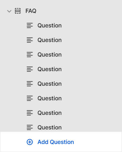 The add Question block menu in Theme editor.