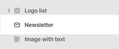 The Newsletter section selected in Theme editor.