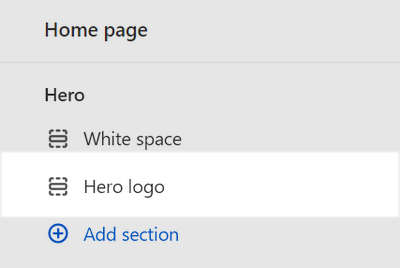 The Hero logo section selected in the Hero area in Theme editor.