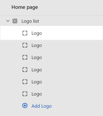 The Logo list section's first Logo block selected in Theme editor.