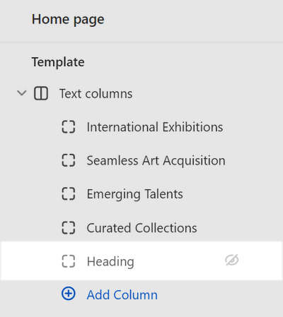 The fifth Column block hidden in the Text columns section in Theme editor.