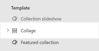 The Collage section selected in Theme editor.