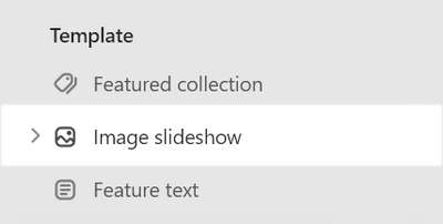 The Image slideshow section selected in Theme editor.