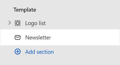 The Newsletter section selected in Theme editor.