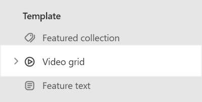 The Video grid section selected in Theme editor.
