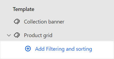 The Add block menu in Theme editor for the Product grid section.