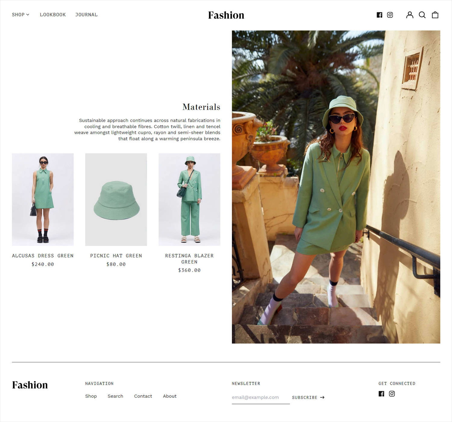 An example lookbook on a store page.
