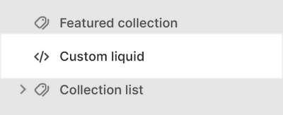 The Custom liquid section menu in theme editor