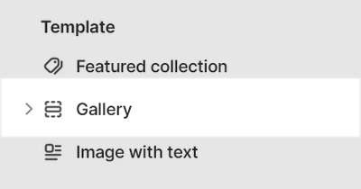 The Gallery section selected in the Theme editor side menu.