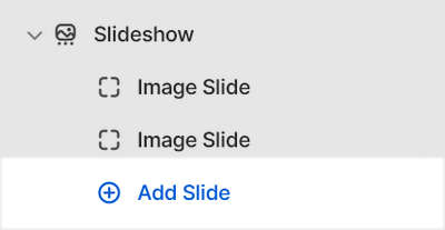 The add image slide block option for a slideshow section in Theme editor