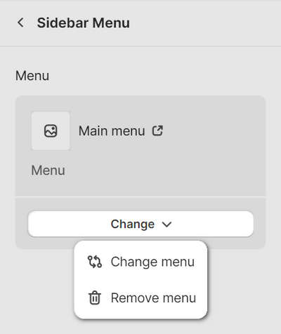 TThe menu modification options in Theme editor for the Sidebar section