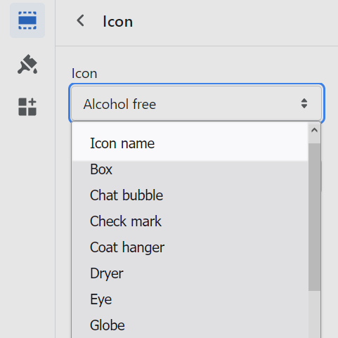 An example custom icon option selected in the Theme editor.