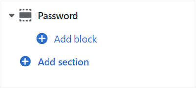 The Password's Add block menu in Theme editor.