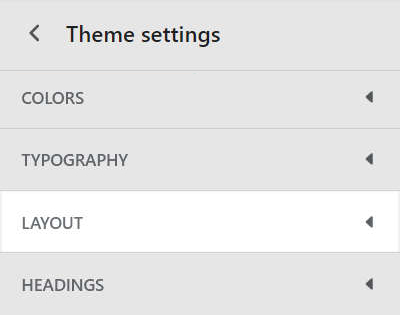 The Layout menu in Theme setting.